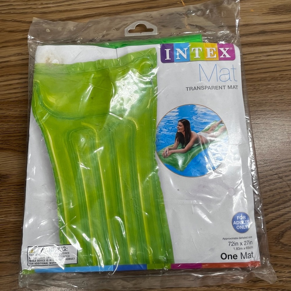 Intex Unisex Pool Mat Transparent Vinyl 72x27 Green Inflatable Float 59703WW